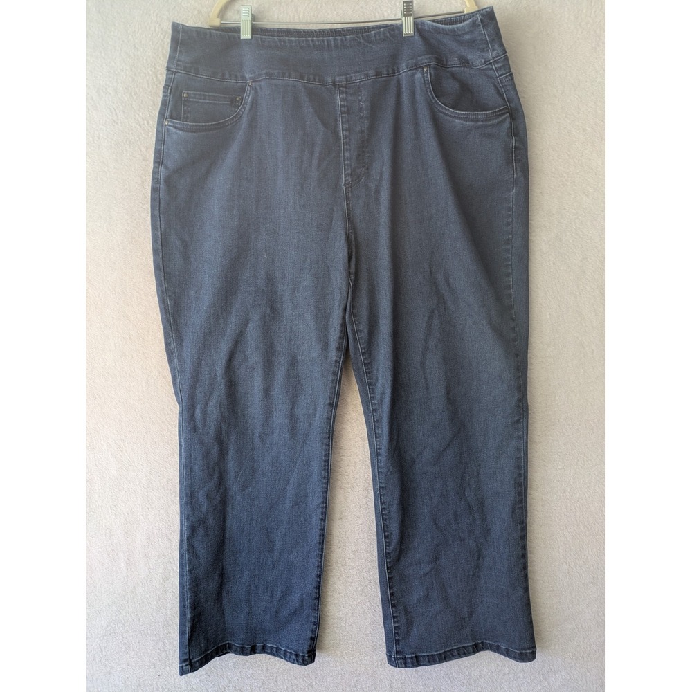 Blair Pull-On Jeans Women's 20W Dark Blue Elastic Waist Straight Leg Comfort